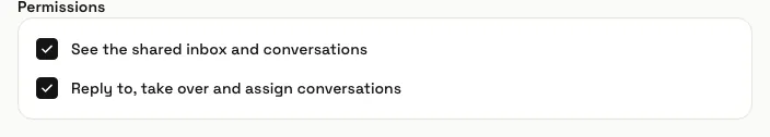 The inbox permissions of the Front desk role, both ticked